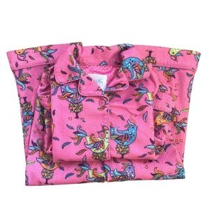 Nick & Nora Vintage‎ Y2K Girls Colorful Hummingbird Print Flannel Pajama Set 3T
